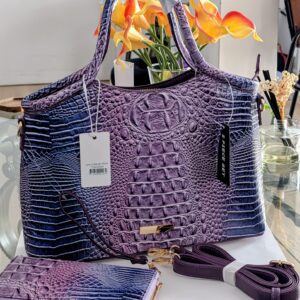 2-in-1 Purple Tie-Dyed Croc Satchel-Crossbody Bag & Wallet