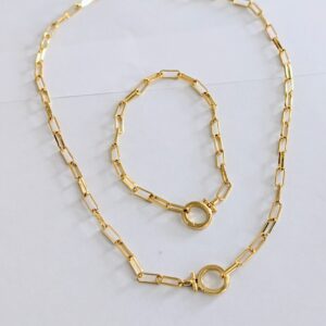 Mint & Lily Paperclip Bracelet & Necklace Set