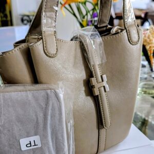 2-In-1 Buckled Triple Compartment Tote / Shoulder Bag with Wallet