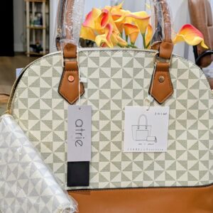 2-in-1 Geometric Monogrammed Dome Satchel Set
