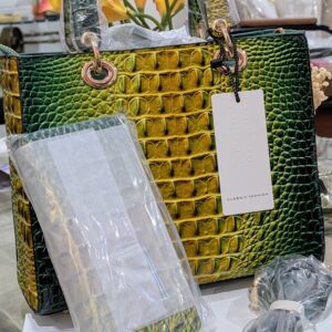 2-IN-1 Tie-Dye Boxed Green / Yellow Croc Satchel Wallet Set