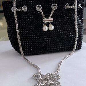 Black Stone Crossbody Bucket Bag