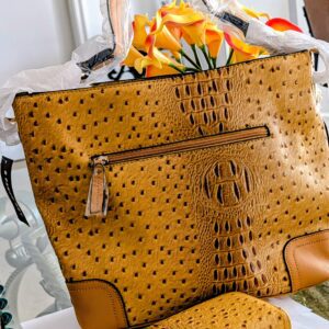 Ostrich Croc 2-in-1 Bucket Bag