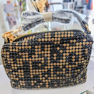 Rhinestone Gold / Black Mini Shoulder Bag