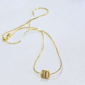Triple Ring Pendant Snake Chain Adjustable Necklace