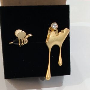 925 Silver & 18kt Goldplated Honey Bee & Honey Earrings